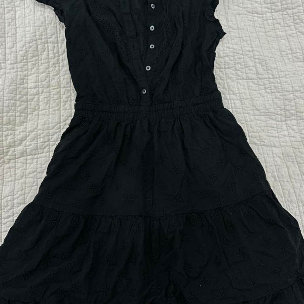 Black mini babydoll dress with ruffles